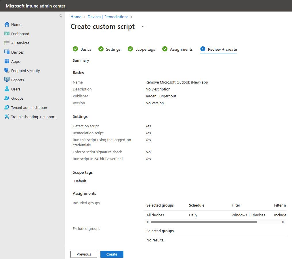 Remove the new Outlook For Windows app with Intune