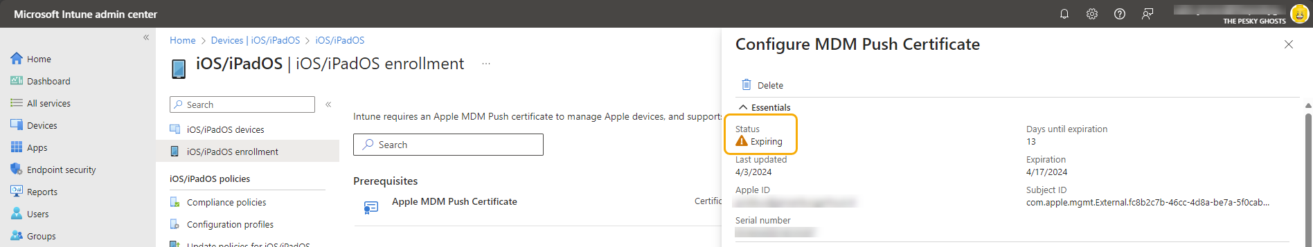 Renewing the Apple Push Notification Service certificate