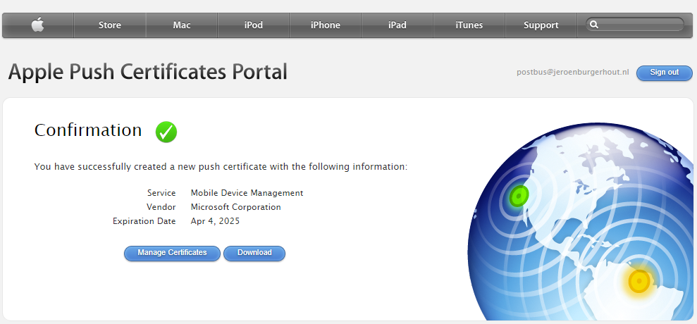 Renewing the Apple Push Notification Service certificate